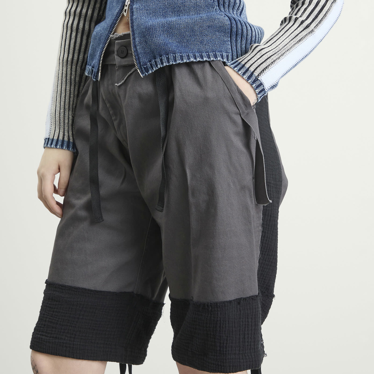 Ottolinger Women's Baggy Cargo Shorts in Black-Grey