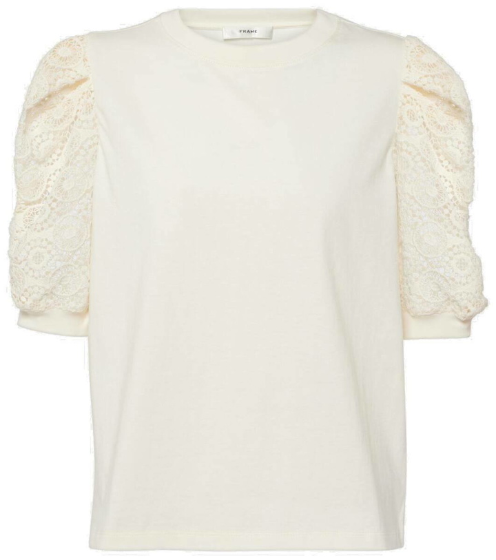 Photo: Frame Frankie lace-trimmed cotton jersey top