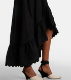 Juliet Dunn Asymmetric embroidered cotton midi dress