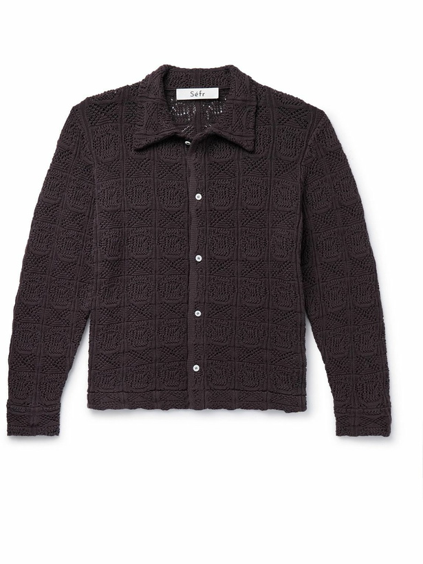 Photo: Séfr - Myles Pointelle-Knit Cotton-Blend Cardigan - Brown