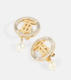 Burberry - TB gold-plated brass earrings with pearls