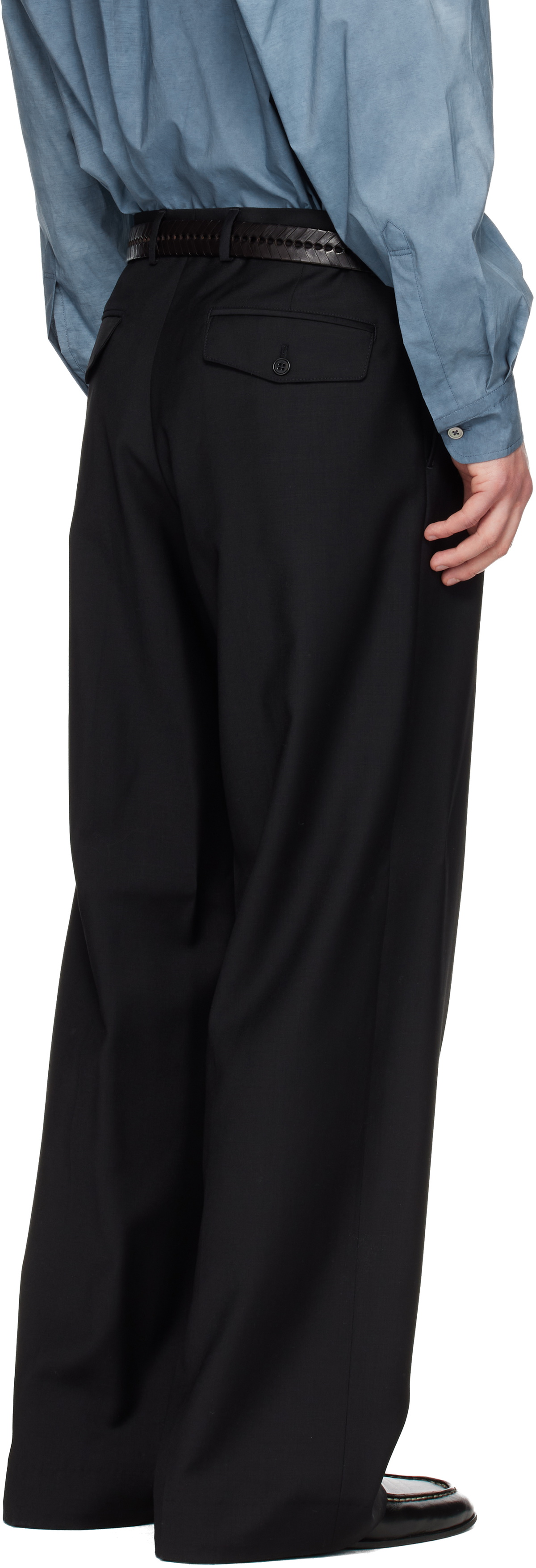 Sunflower Black Wide Pleated Trousers