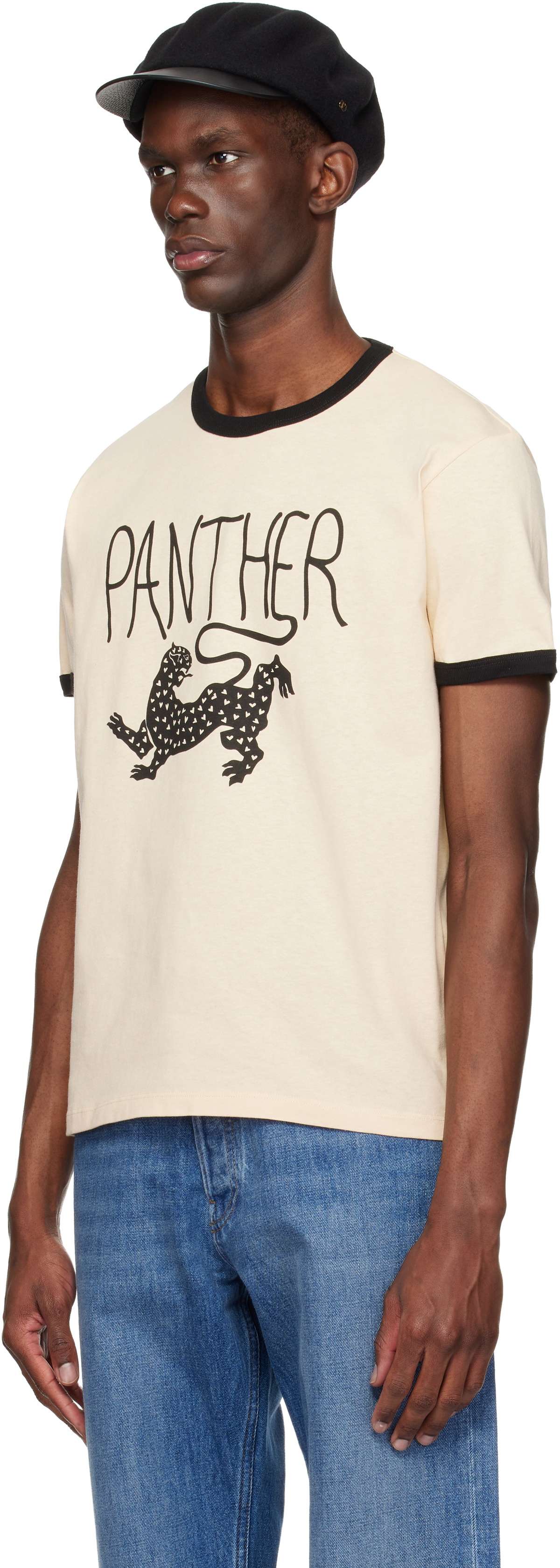 Valentino Off-White Cotton 'Panther' Print T-shirt