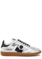 Isabel Marant Kaycee Logo Metallic Leather Sneakers Silver