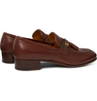 Gucci - Paride Webbing-Trimmed Tasselled Leather Loafers - Brown