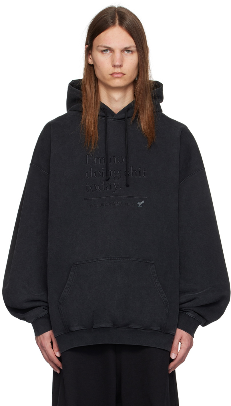 VETEMENTS Black 'I'm Not Doing Shit Today' Hoodie Vetements VETEMENTS Black 'I'm Not Doing Shit Today' Hoodie Vetements