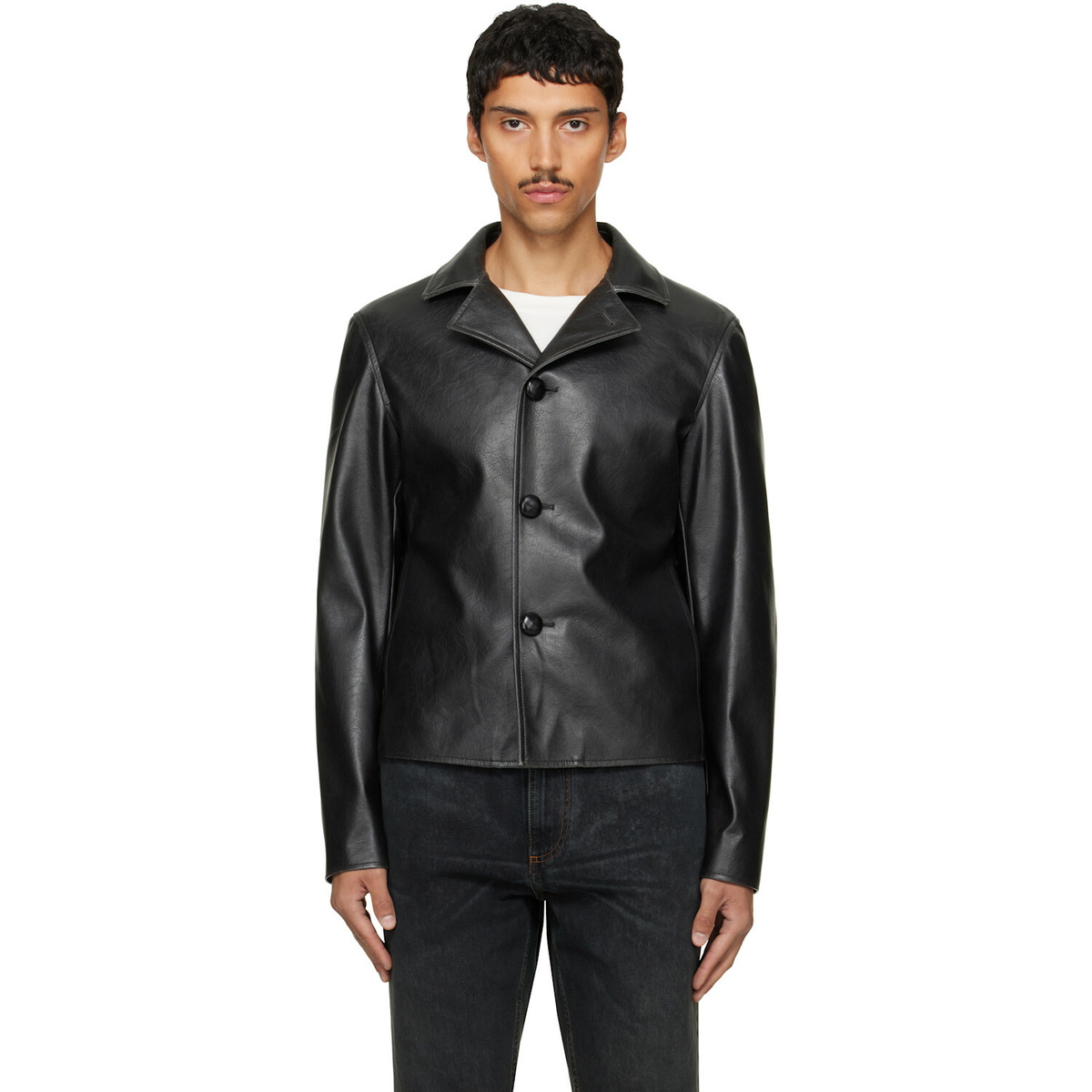 MM6 Maison Margiela Black Sports Faux-Leather Jacket