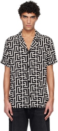 Balmain Black & White Pyjama Monogrammed Print Shirt