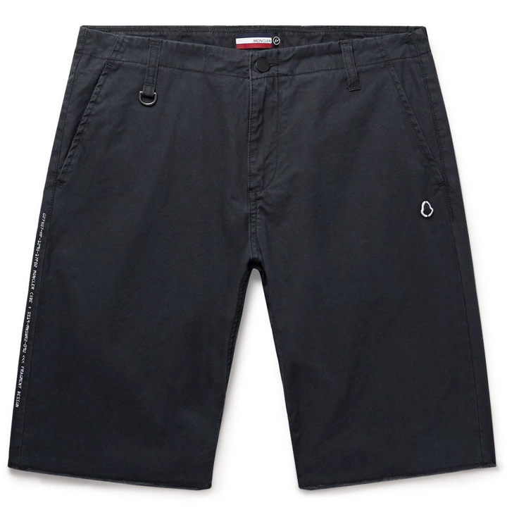 Photo: Moncler Genius - 7 Moncler Fragment Logo-Appliquéd Embroidered Cotton-Twill Shorts - Black