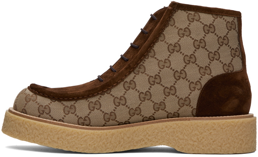 Gucci Beige & Brown Menen GG Boots Gucci display picture 3