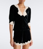 Rixo Amanda lace-trimmed velvet top
