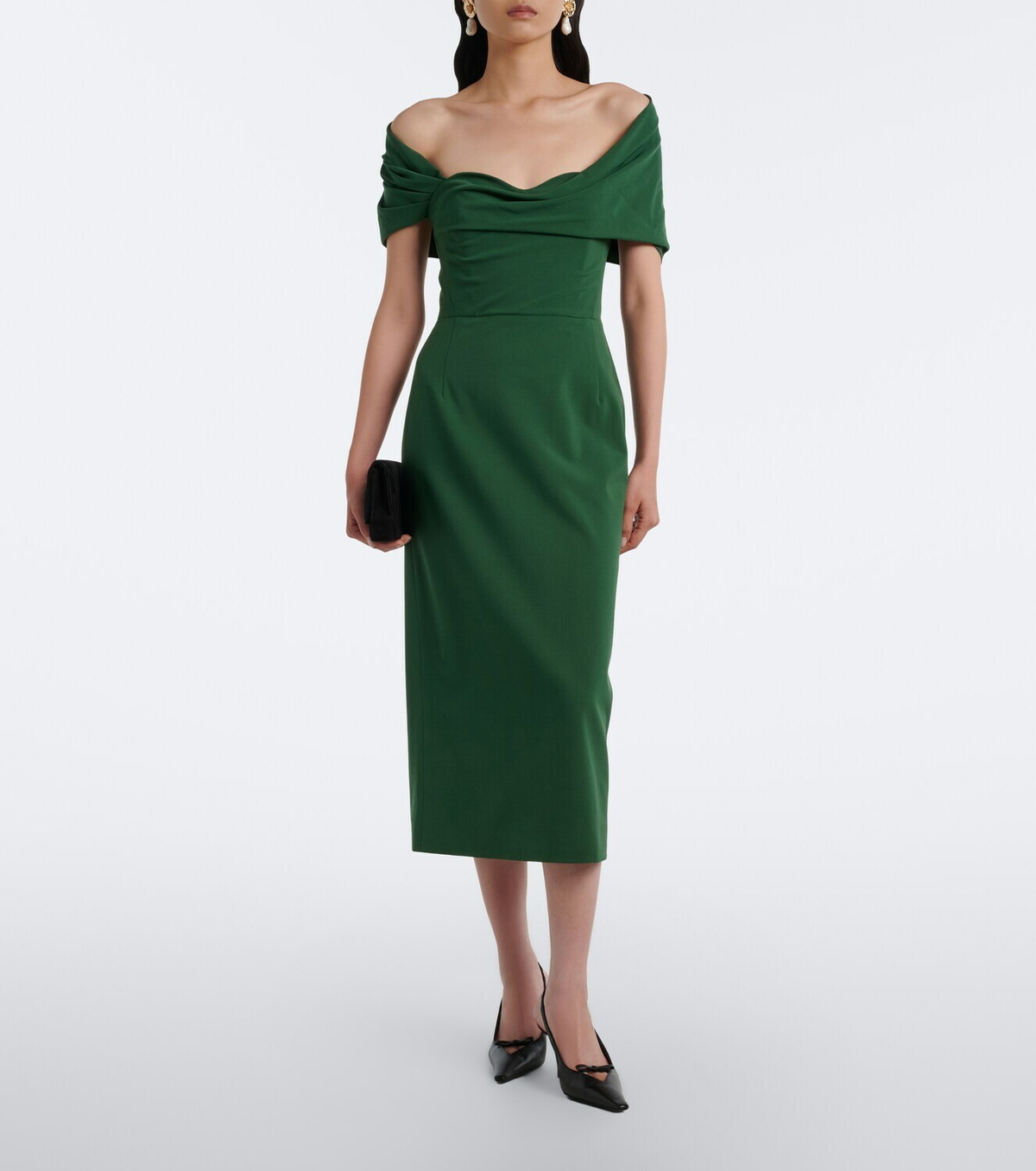Carolina Herrera Off-shoulder wool-blend cocktail dress