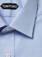 TOM FORD - Slim-Fit Micro-Checked Cotton Shirt - Blue