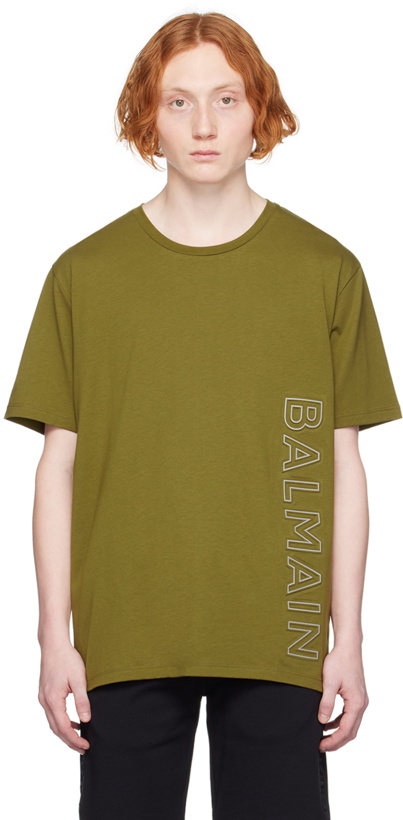 Photo: Balmain Khaki Reflective T-Shirt