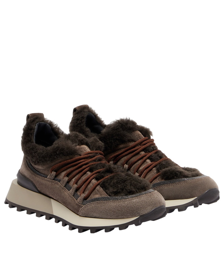 Photo: Brunello Cucinelli Shearling-lined suede low-top sneakers