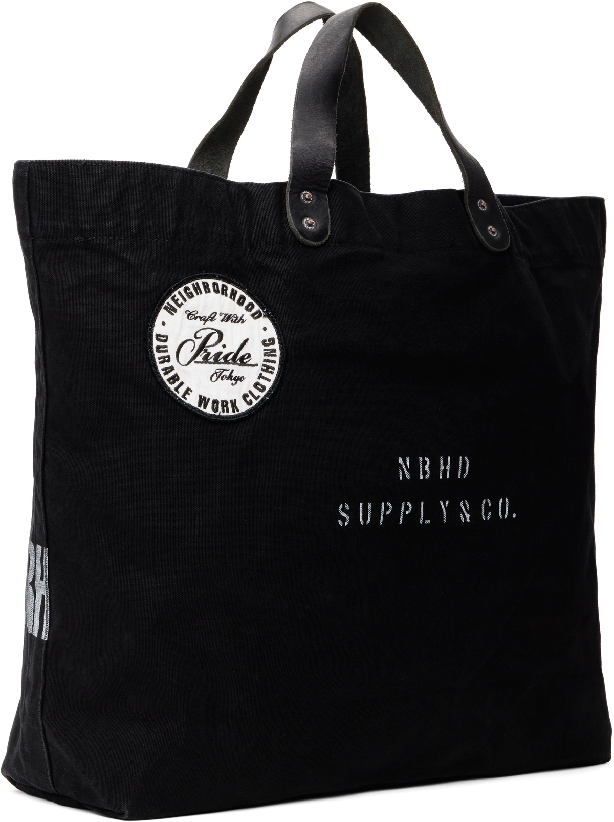 バッグ NEIGHBORHOOD Canvas Tote Bag Neighborhood Black Washed Canvas Tote Neighborhood