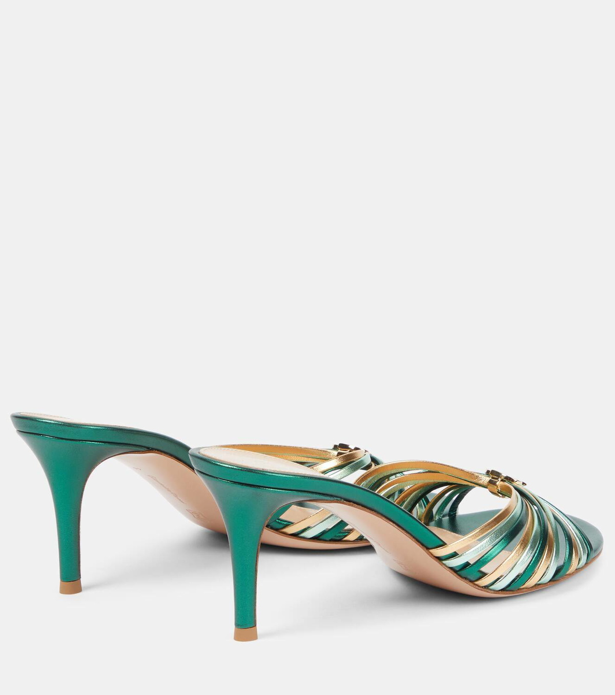 Gianvito Rossi Vyna 70 metallic leather mules