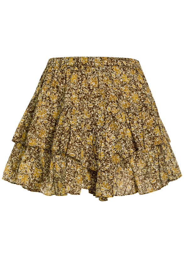 Photo: Isabel Marant étoile Jocadia Floral Ruffled Cotton Shorts Khaki