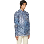 Ralph Lauren Purple Label Blue Linen Paisley Patchwork Shirt