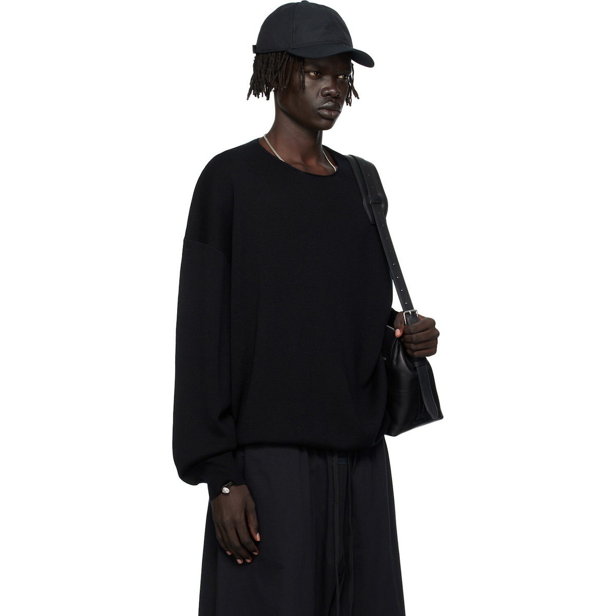 Fear of God ESSENTIALS Black Long Sleeve Crewneck Sweater