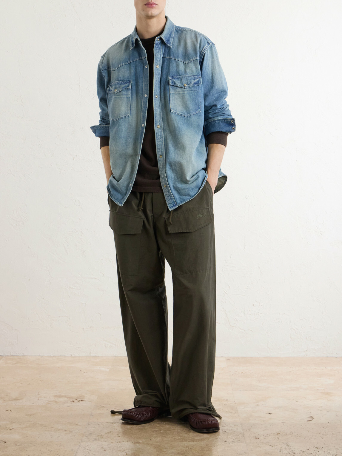 A.PRESSE - Vintage Western Denim Shirt - Blue