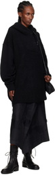 Y's Black O-Wrap-Like Flare Maxi Skirt