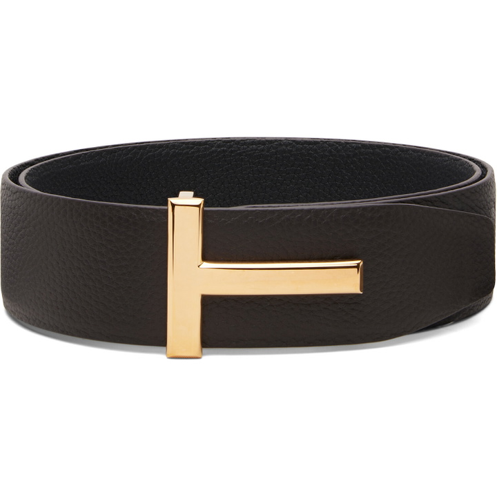 Photo: TOM FORD Brown & Black Grain Leather T Icon Reversible Belt