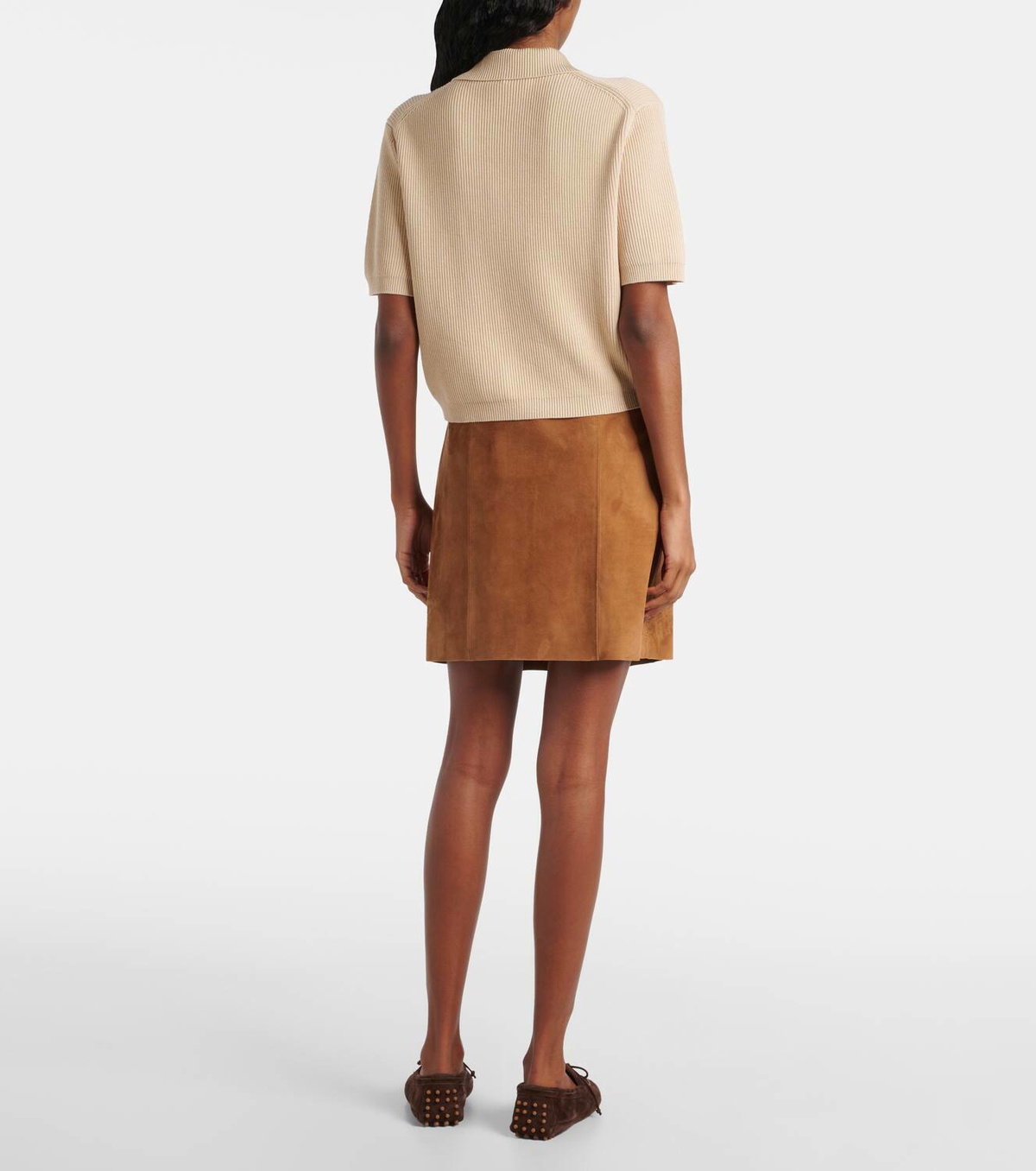 Vince Ribbed-knit silk and cotton polo shirt