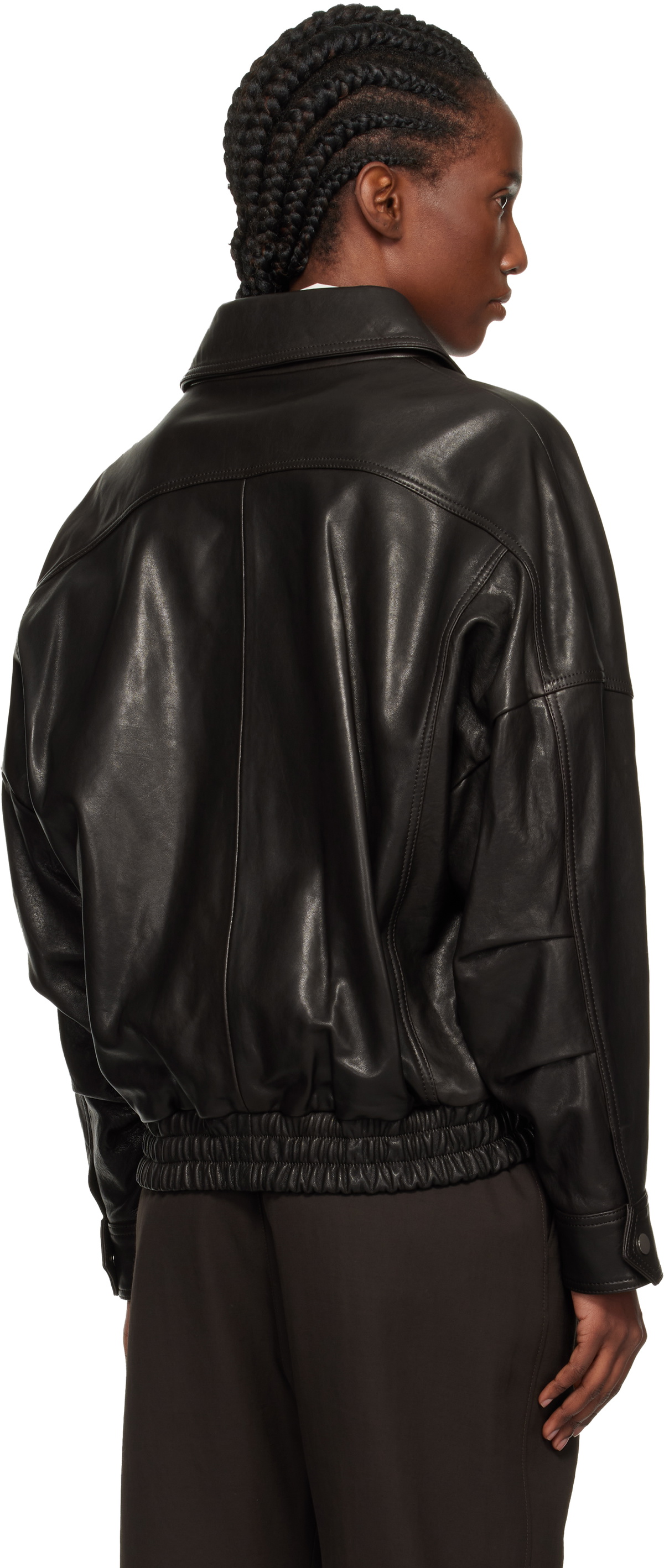 Nour Hammour Brown Dalma Relaxed Leather Jacket Nour Hammour