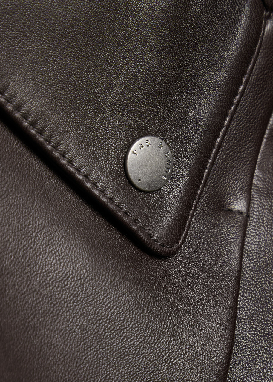 Rag & Bone Aria Panelled Leather Bomber Jacket Brown
