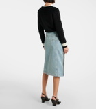 Xu Zhi Crystal-embellished denim midi skirt
