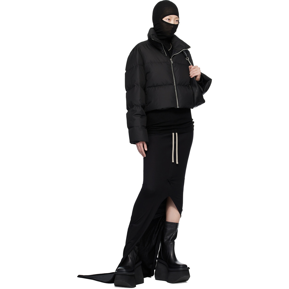 Rick Owens Moncler + Rick Owens Black Cropped Cyclopic Down Jacket