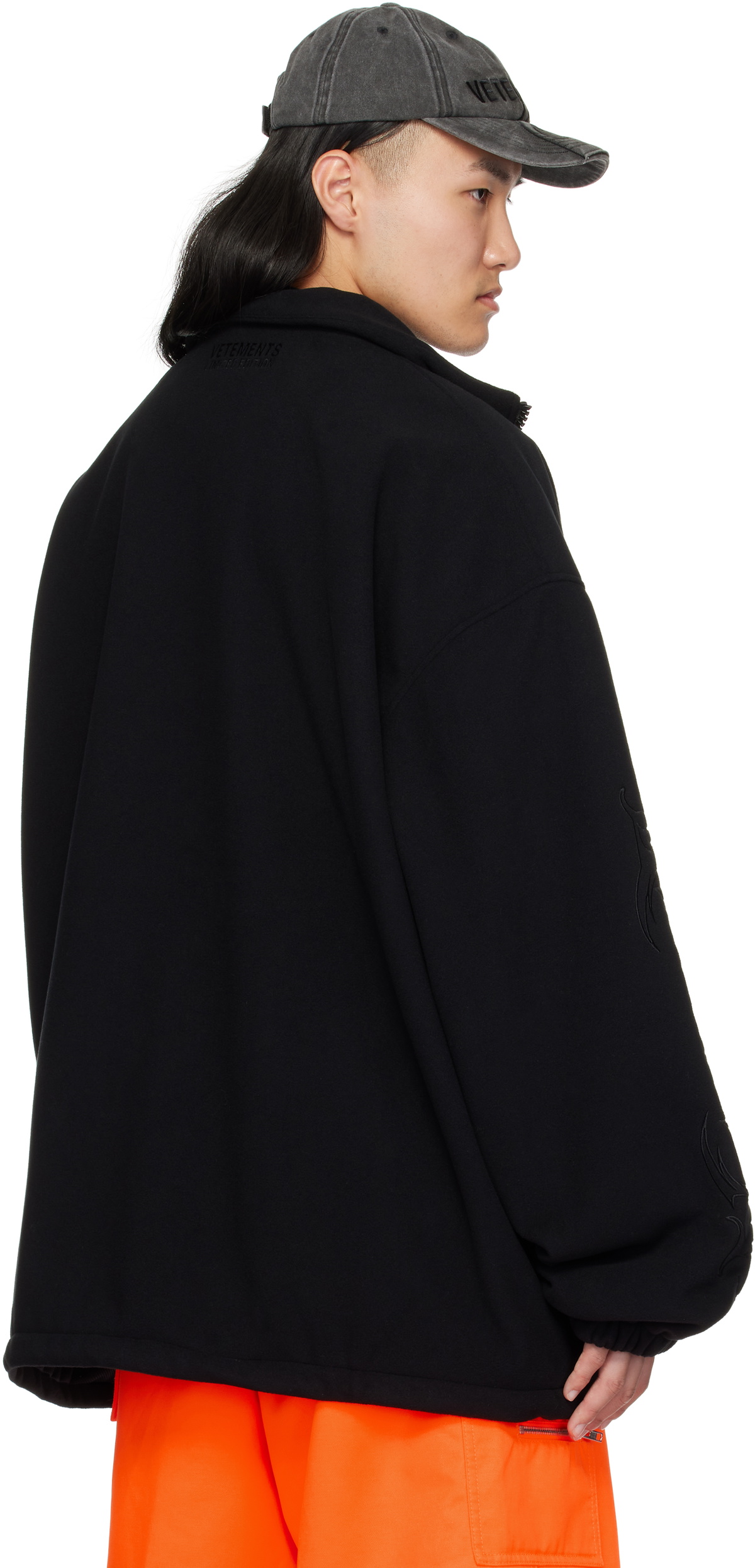 VETEMENTS Black Metal Sleeves Fleece Jacket Vetements