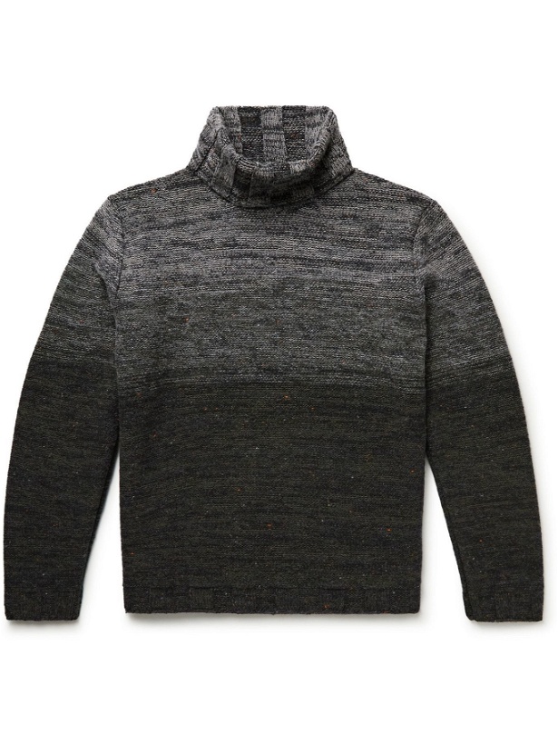 Photo: Inis Meáin - Dégradé Merino Wool and Cashmere-Blend Rollneck Sweater - Gray