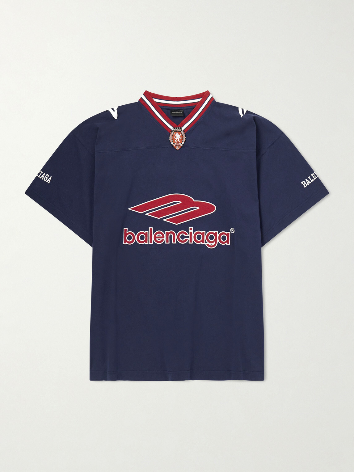 Balenciaga - Oversized Embroidered Printed Cotton-Jersey T-Shirt - Blue