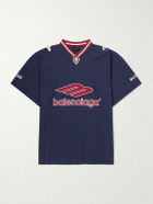 Balenciaga - Oversized Embroidered Printed Cotton-Jersey T-Shirt - Blue