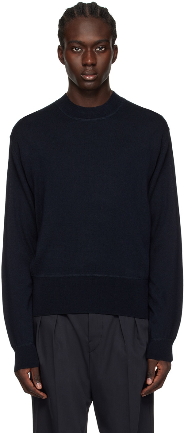 LEMAIRE Navy Mock Neck Sweater Lemaire