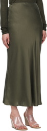 Silk Laundry Green Long Bias Cut Maxi Skirt