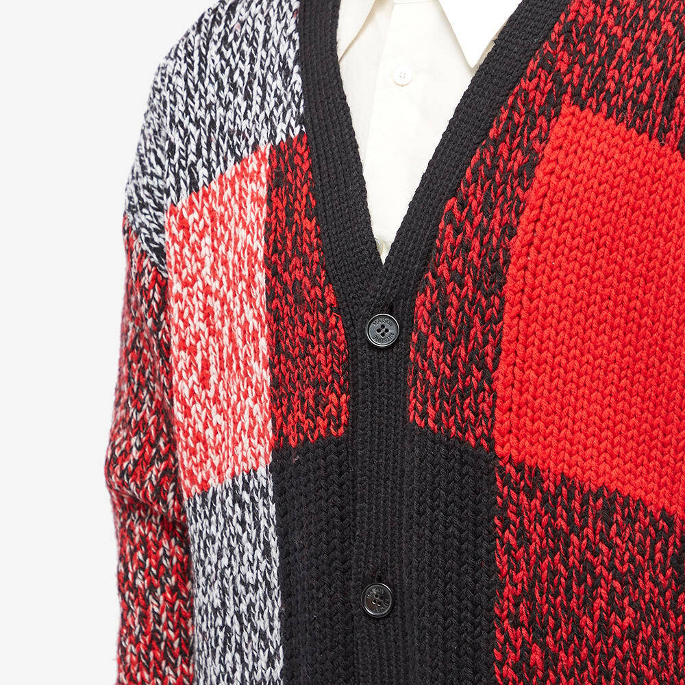 Maison Kitsuné Men's Mouline Check Cardigan in Black/Red Check