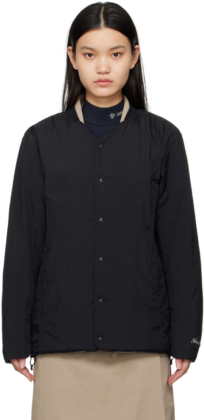 NANGA Black No Collar Down Cardigan