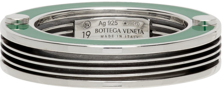 Photo: Bottega Veneta Silver & Green Bolt Ring