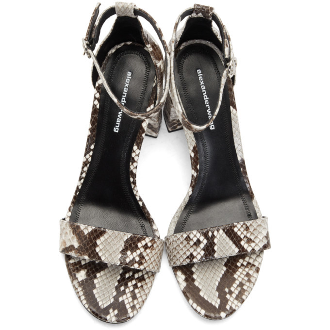 Alexander Wang Black and White Snake Abby Sandals