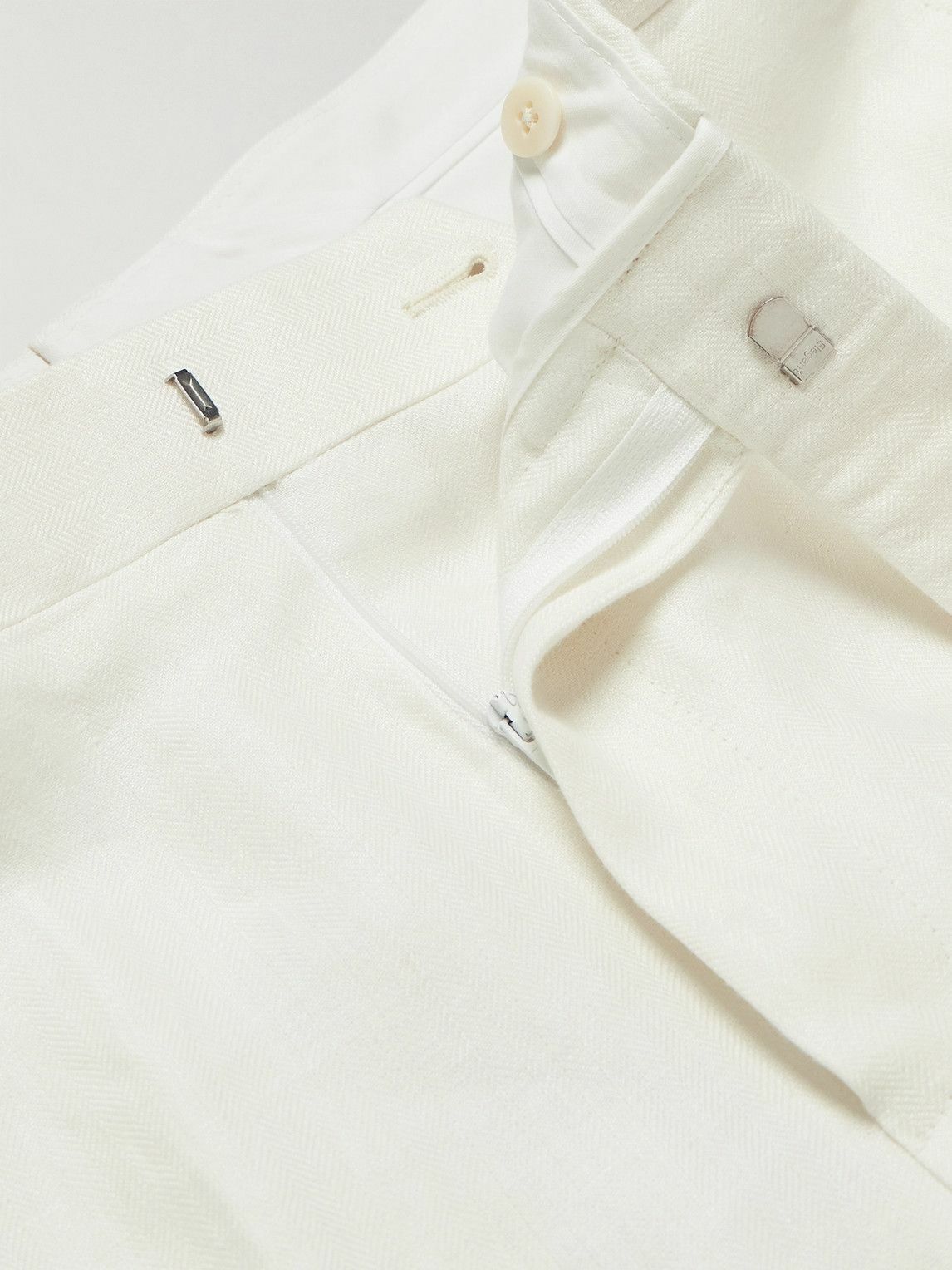 Kingsman - Herringbone Linen-Twill Tuxedo Trousers - Neutrals Kingsman