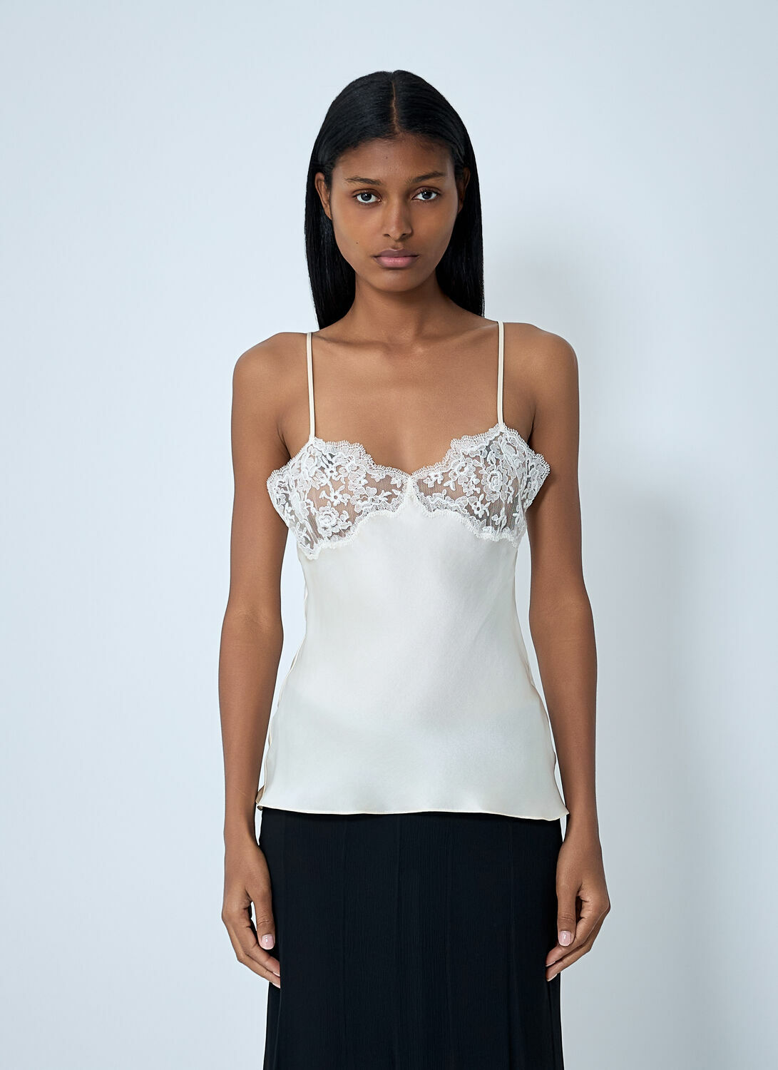 Chloé Silk Satin And Lace Tank Top