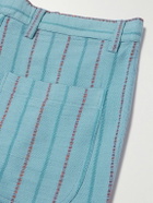 Kardo - Antonio Straight-Leg Striped Cotton-Canvas Trousers - Blue