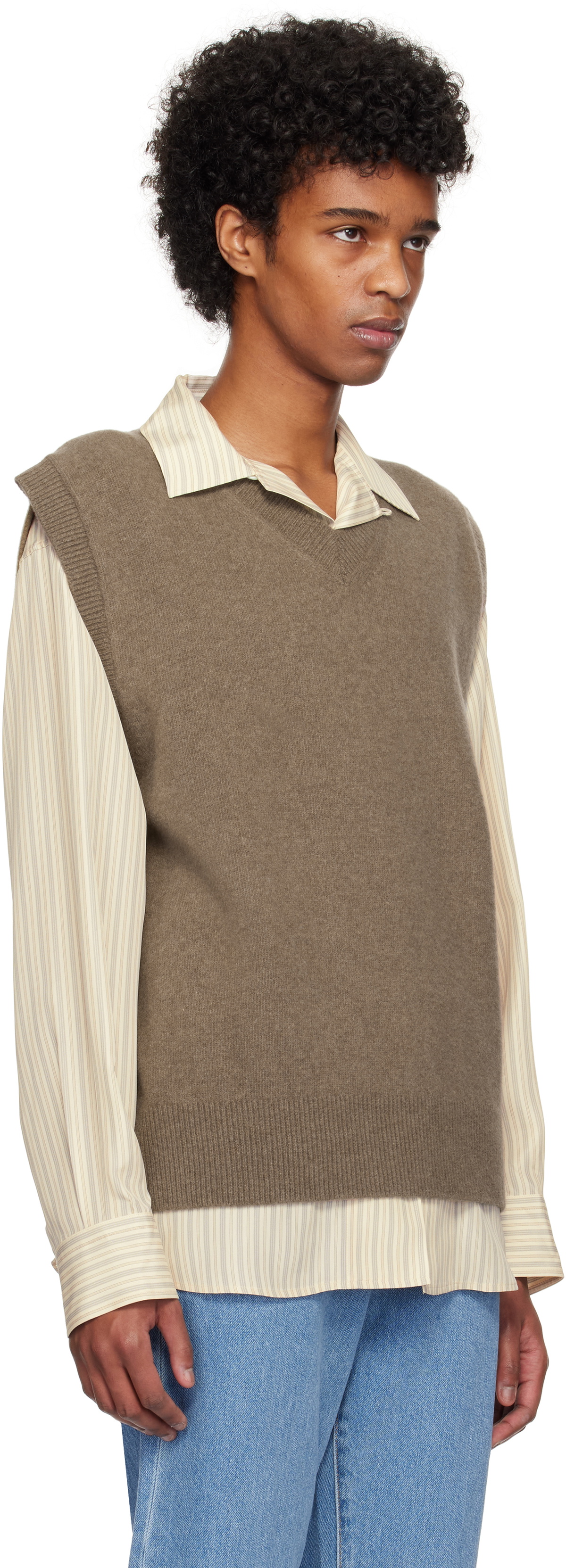 Róhe Taupe Relaxed Knitted Boiled Wool Vest