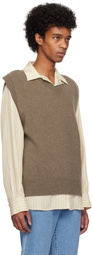 Róhe Taupe Relaxed Knitted Boiled Wool Vest