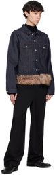 Coperni Blue Faux Fur Hem Denim Jacket