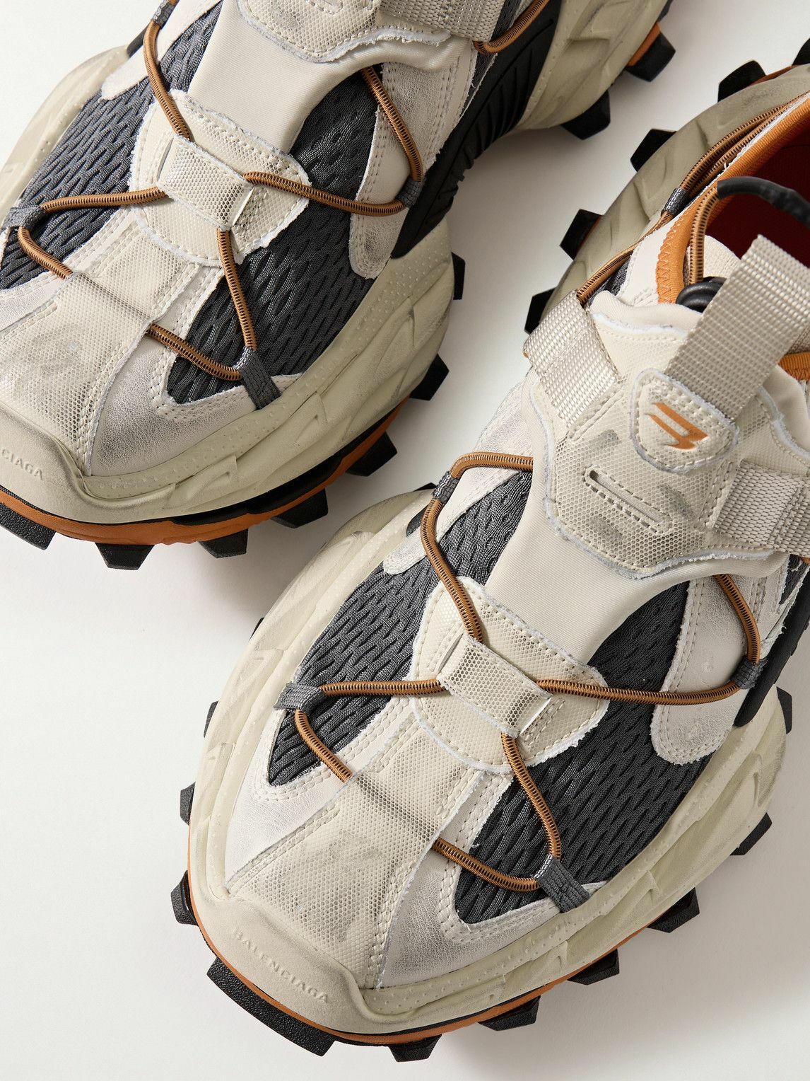 Balenciaga - Hike Distressed Mesh Sneakers - Neutrals
