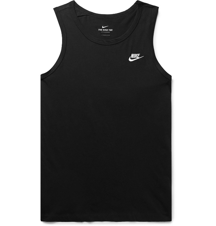 Photo: Nike - Sportswear Club Logo-Embroidered Cotton-Jersey Tank Top - Black
